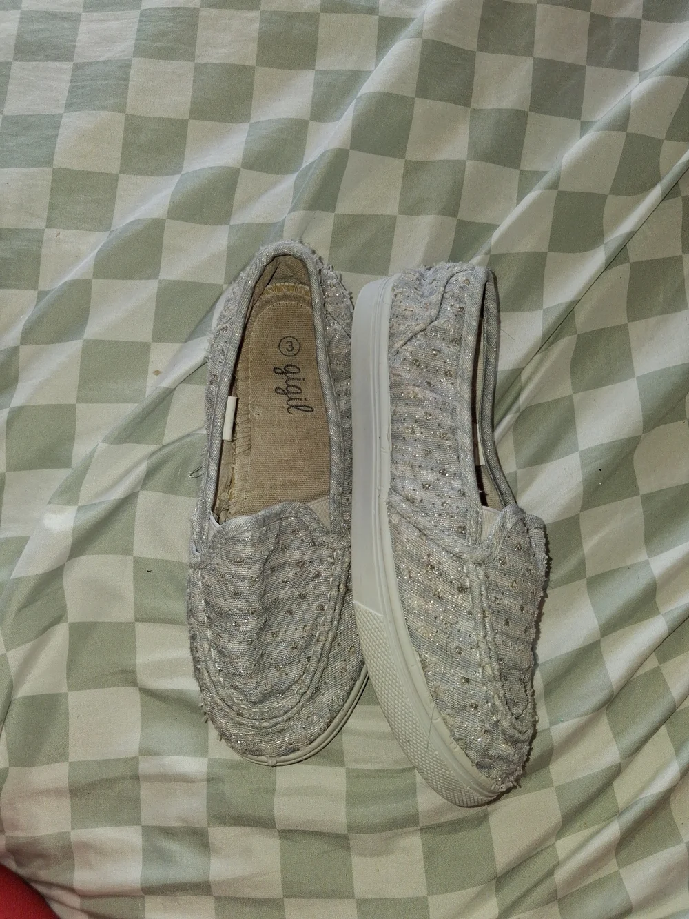gigil Light Blue Slip-On Sneakers with Metallic Dots